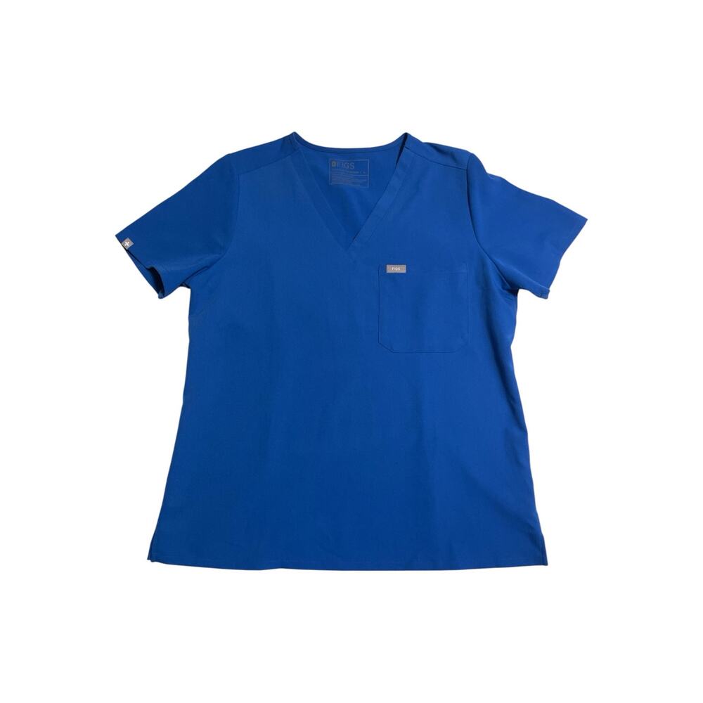 FIGS Scrub Top Size L Blue Technical Collection V Neck Medical Uniform Workwear